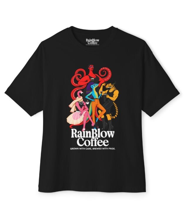 Rainblow Coffee Crew. Lengthy Oversized Boxy Tee